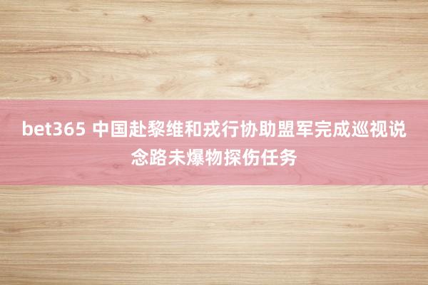 bet365 中国赴黎维和戎行协助盟军完成巡视说念路未爆物探伤任务