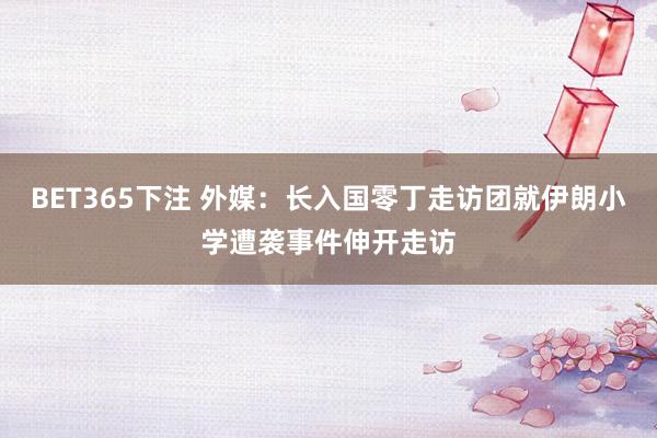 BET365下注 外媒：长入国零丁走访团就伊朗小学遭袭事件伸开走访