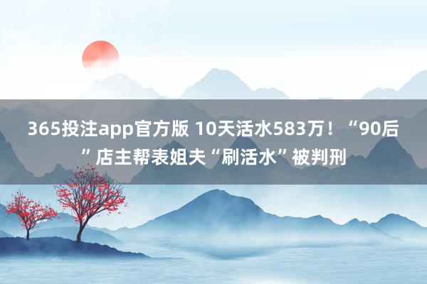365投注app官方版 10天活水583万！“90后”店主帮表姐夫“刷活水”被判刑