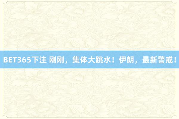 BET365下注 刚刚，集体大跳水！伊朗，最新警戒！