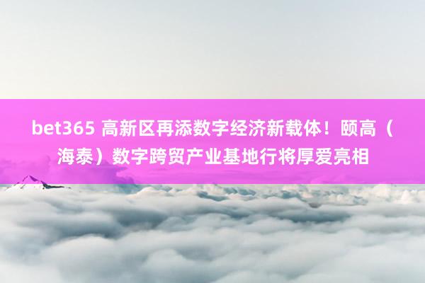 bet365 高新区再添数字经济新载体！颐高（海泰）数字跨贸产业基地行将厚爱亮相