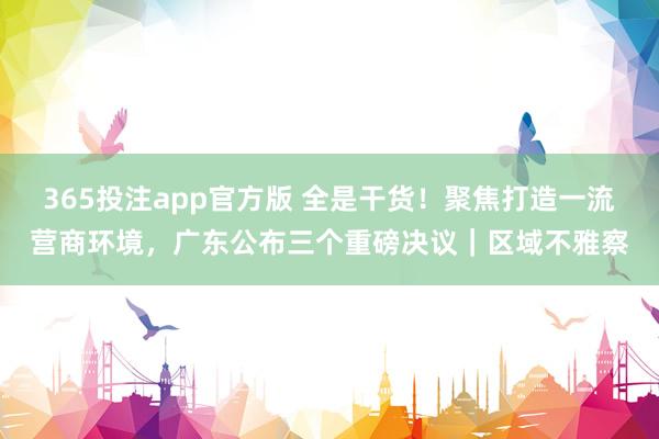 365投注app官方版 全是干货！聚焦打造一流营商环境，广东公布三个重磅决议｜区域不雅察