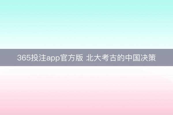 365投注app官方版 北大考古的中国决策