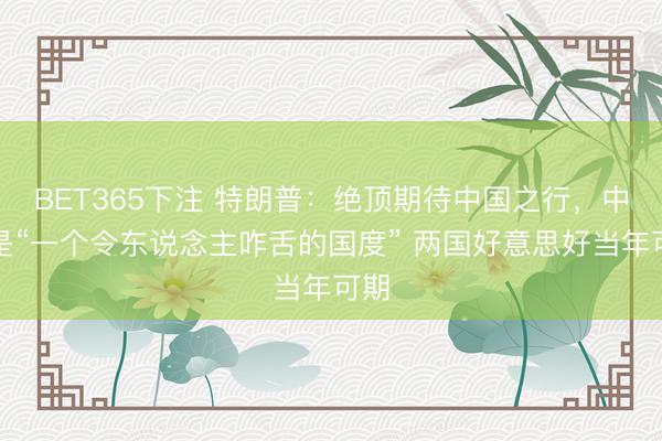 BET365下注 特朗普：绝顶期待中国之行，中国是“一个令东说念主咋舌的国度” 两国好意思好当年可期