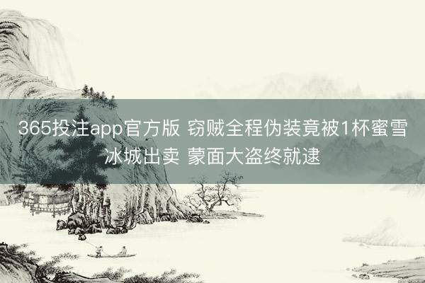 365投注app官方版 窃贼全程伪装竟被1杯蜜雪冰城出卖 蒙面大盗终就逮