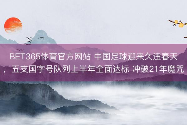 BET365体育官方网站 中国足球迎来久违春天，五支国字号队列上半年全面达标 冲破21年魔咒