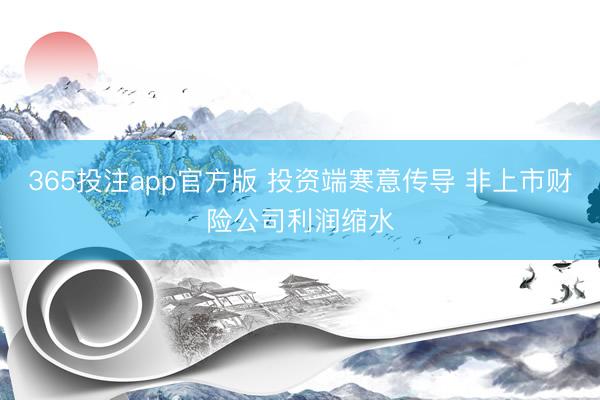 365投注app官方版 投资端寒意传导 非上市财险公司利润缩水