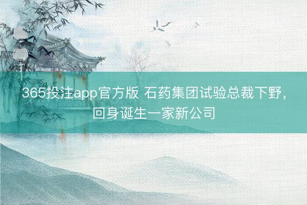 365投注app官方版 石药集团试验总裁下野，回身诞生一家新公司