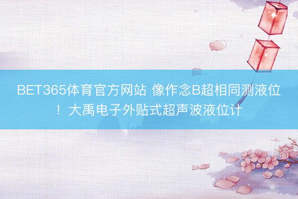 BET365体育官方网站 像作念B超相同测液位！大禹电子外贴式超声波液位计