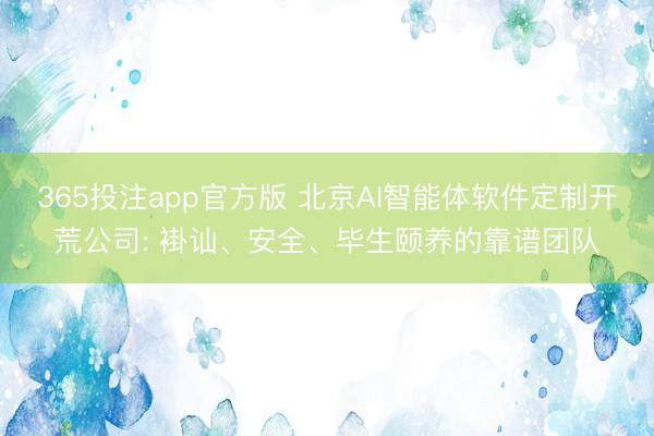 365投注app官方版 北京AI智能体软件定制开荒公司: 褂讪、安全、毕生颐养的靠谱团队