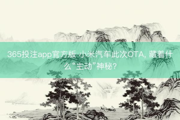 365投注app官方版 小米汽车此次OTA， 藏着什么“主动”神秘?
