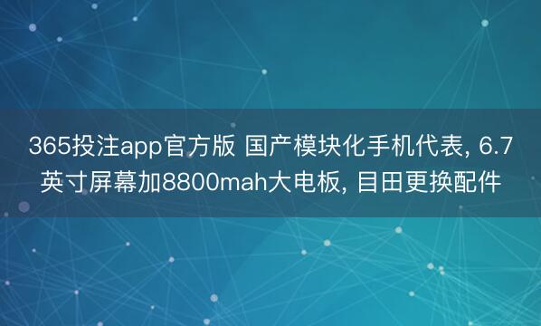365投注app官方版 国产模块化手机代表， 6.7英寸屏幕加8800mah大电板， 目田更换配件