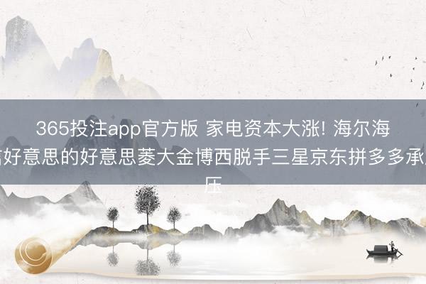 365投注app官方版 家电资本大涨! 海尔海信好意思的好意思菱大金博西脱手三星京东拼多多承压