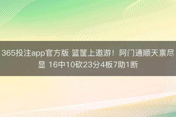 365投注app官方版 篮筐上遨游！阿门通顺天禀尽显 16中10砍23分4板7助1断