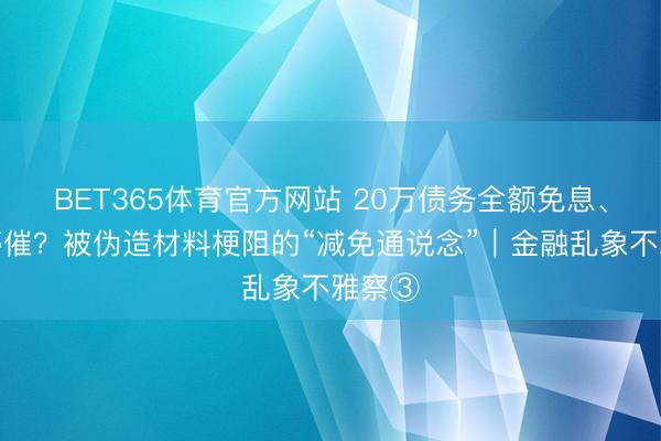 BET365体育官方网站 20万债务全额免息、终生停催？被伪造材料梗阻的“减免通说念”｜金融乱象不雅察③