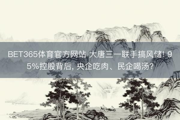 BET365体育官方网站 大唐三一联手搞风储! 95%控股背后, 央企吃肉、民企喝汤?