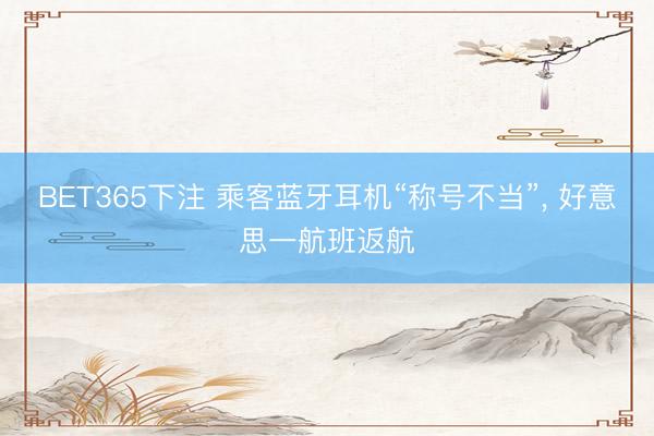 BET365下注 乘客蓝牙耳机“称号不当”, 好意思一航班返航