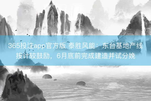 365投注app官方版 泰胜风能：东台基地产线按计较鼓励，6月底前完成建造并试分娩