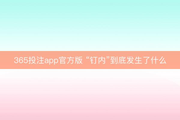 365投注app官方版 “钉内”到底发生了什么