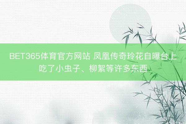 BET365体育官方网站 凤凰传奇玲花自曝台上吃了小虫子、柳絮等许多东西