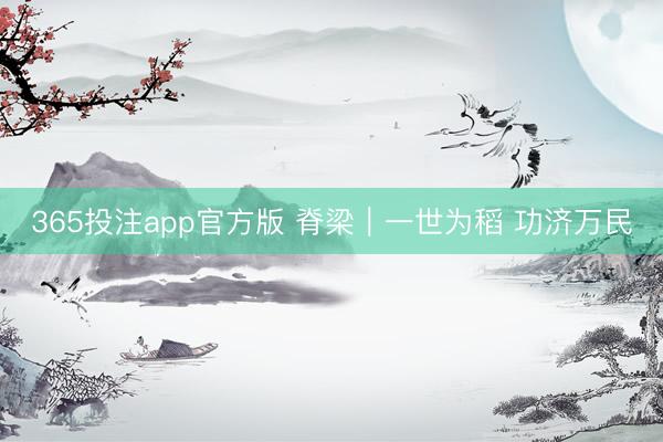365投注app官方版 脊梁|一世为稻 功济万民