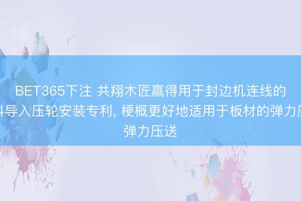 BET365下注 共翔木匠赢得用于封边机连线的进料导入压轮安装专利， 梗概更好地适用于板材的弹力压送