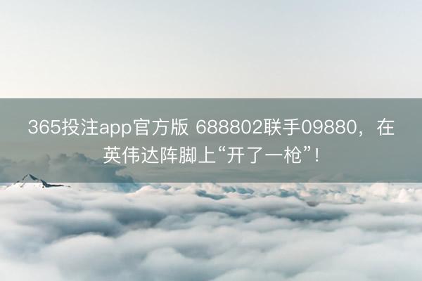 365投注app官方版 688802联手09880，在英伟达阵脚上“开了一枪”！